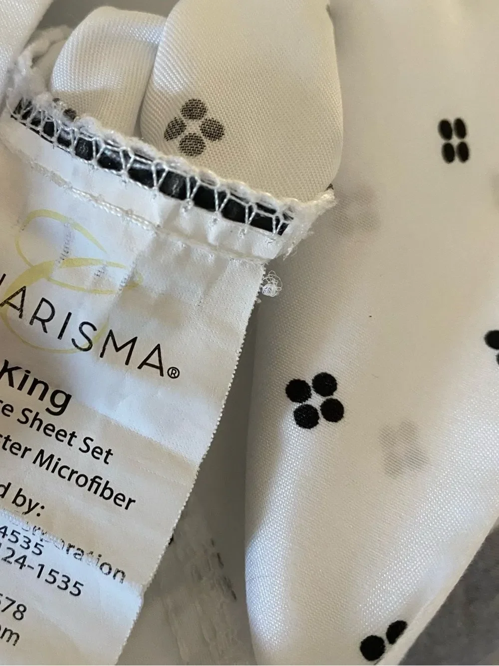 Charisma White King pillowcases with Black Dot Clusters